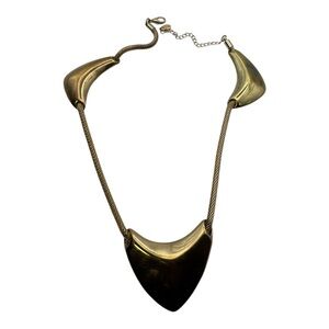 ALDO Statement Necklace Gold Tone Sculptural Bib Mesh Chain Modernist